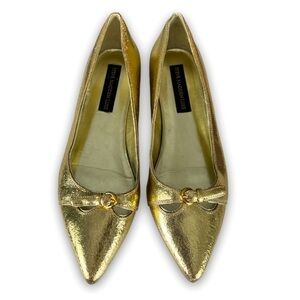 Steve Madden Luxe Gold P. Belair Leather Buckle Pointy Toe Shoe Size 7
